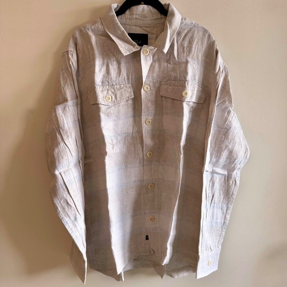 NWT Rails Kerouac Linen Shacket | Men’s Large | Wicker Graphite Stripe - Picture 3 of 9